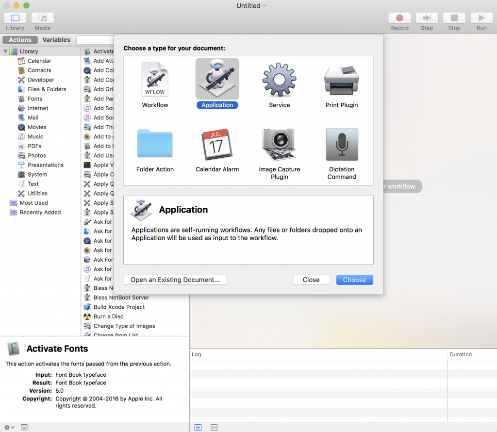 Create a new Application with Automator