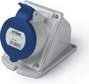 Wall-mounted blue industrial socket (female)